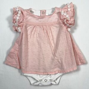 MINICLASIX Baby Girls Swiss Dot Ruffle Dress Bodysuit 6M‎ Soft Romantic Classic